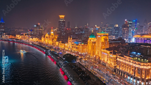 Night view of the Bund in Shanghai, China