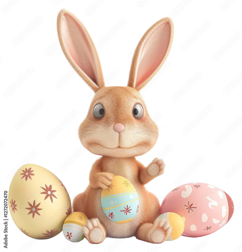 Fototapeta premium PNG Easter bunny and easter eggs rabbit celebration decoration.