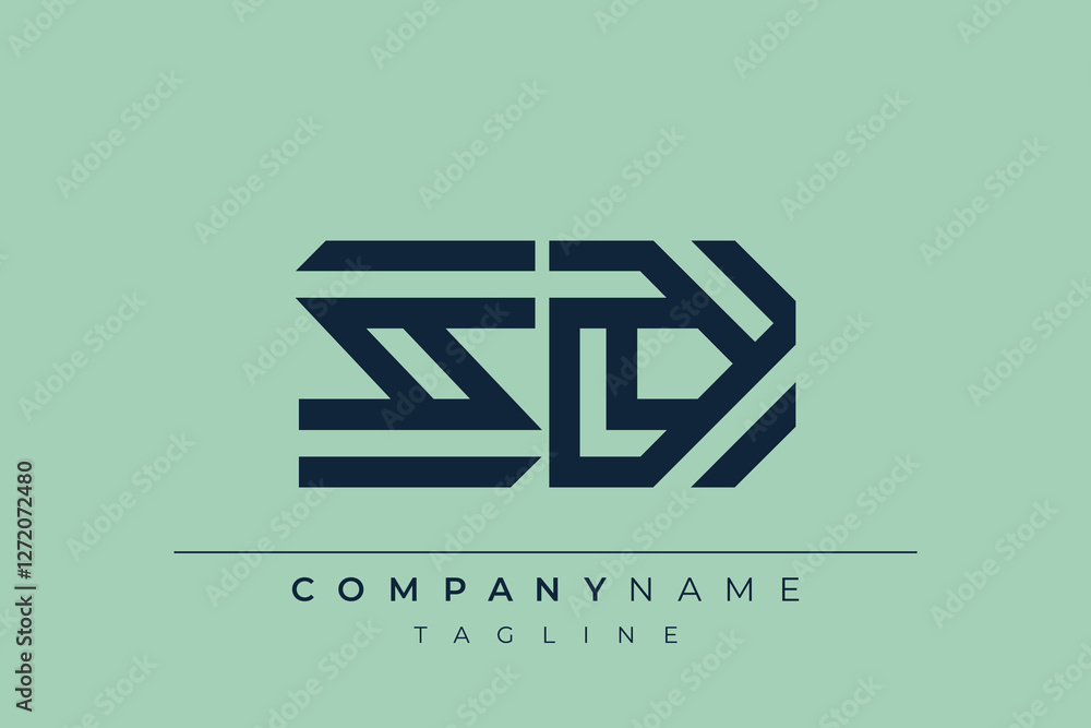 Obraz premium SD minimal line logo. Letter S and D vector line logo design.