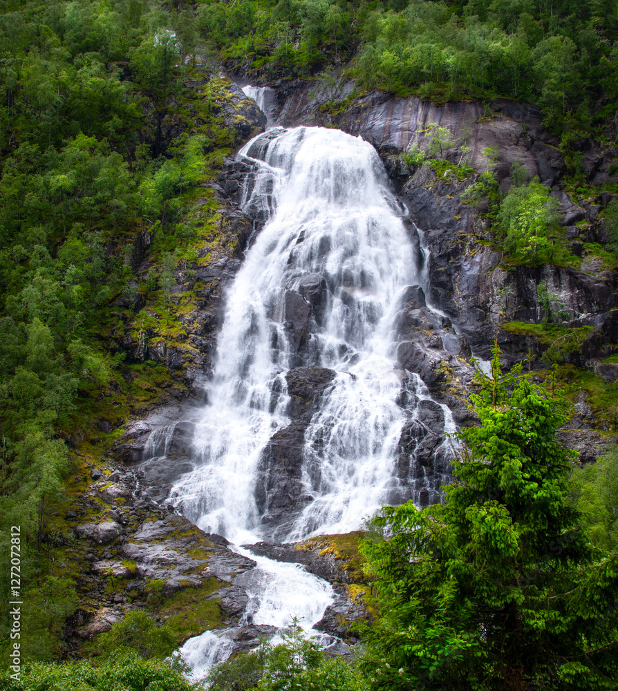 Fototapeta premium Flesefossen, waterfall in Norway.