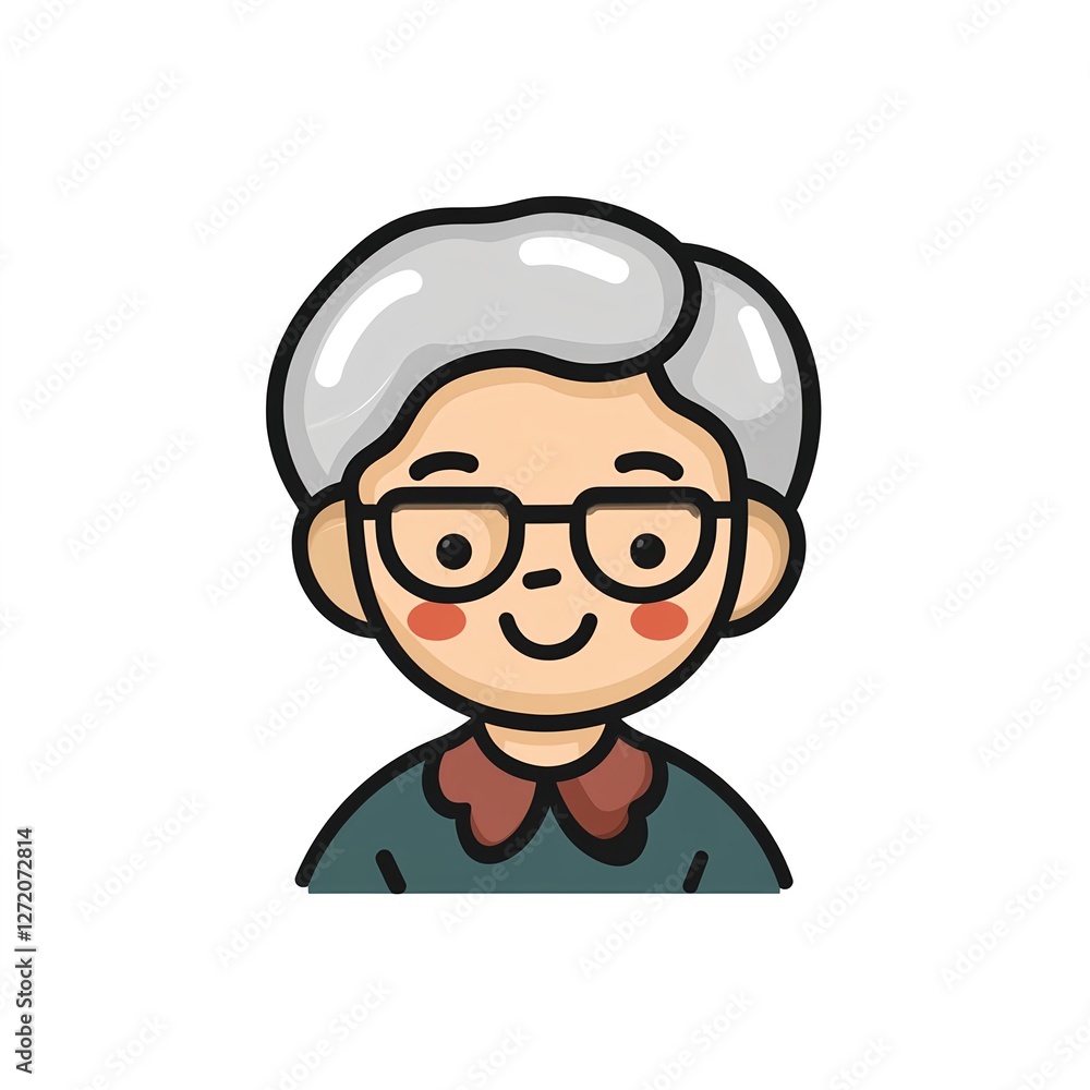 Simple icon illustration of an old lady or grandmother Simple icon illustration of an old lady or grandmother