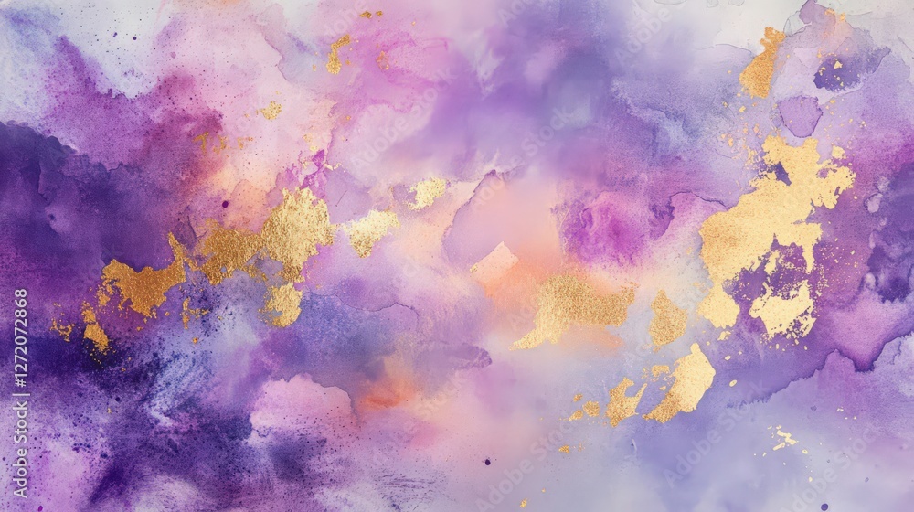 Obraz premium Elegant Watercolor Texture with Gold Accents for Artistic Backgrounds