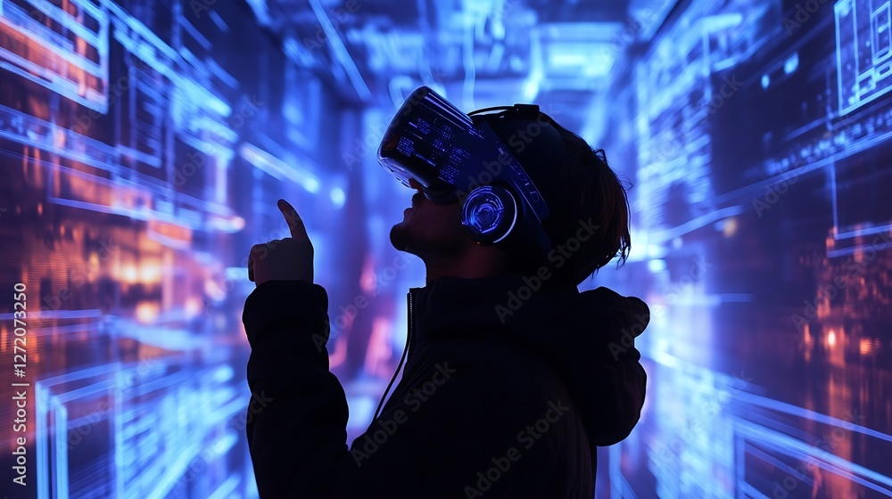 A futuristic technology exhibition with interactive holograms and digital displays A futuristic technology exhibition with interactive holograms and digital displays