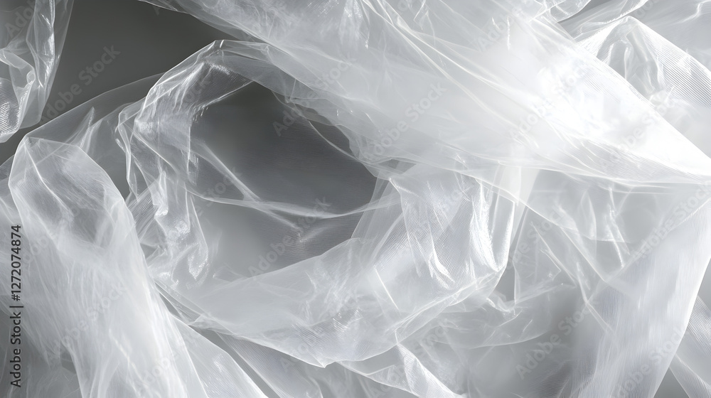 Obraz premium Transparent plastic sheets interwoven to create an abstract texture in soft light