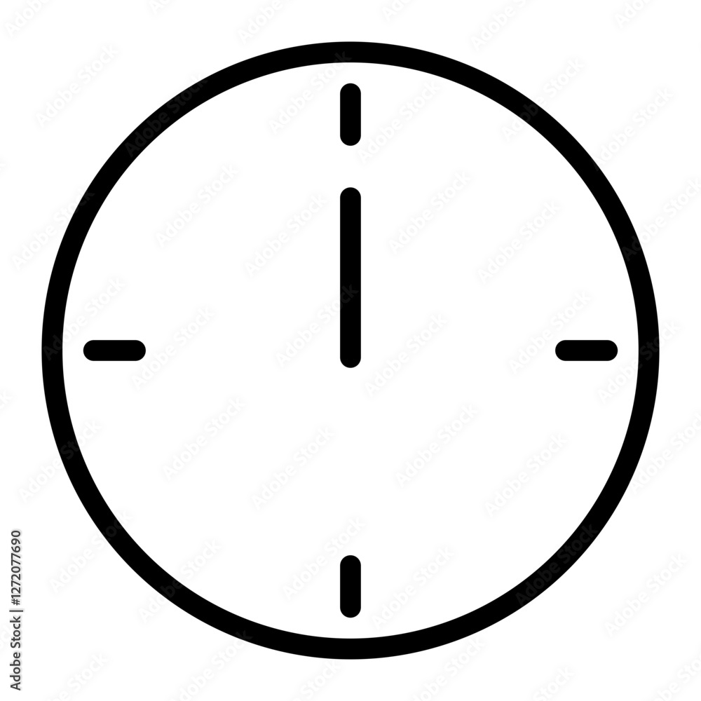 Simple round clock line icon showing time indicators for easy understanding Simple round clock line icon showing time indicators for easy understanding