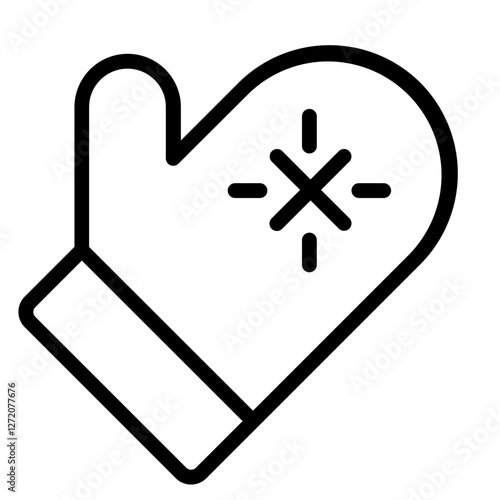 Creative line icon illustration of a winter mittens design featuring a snowflake pattern