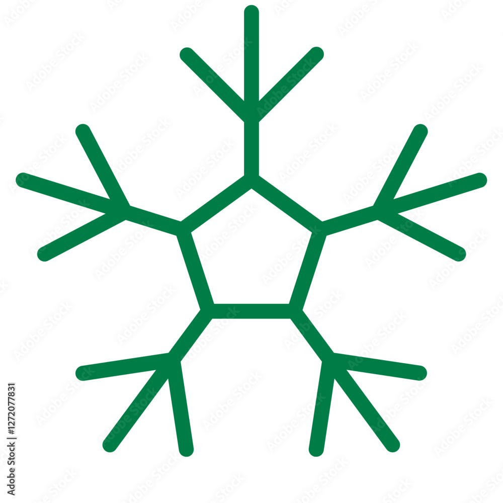 Simple green snowflake line icon representing winter and cold weather activity in minimalistic design Simple green snowflake line icon representing winter and cold weather activity in minimalistic design