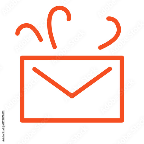 Line icon illustration of an open envelope with outgoing letters, symbolizing communication and correspondence