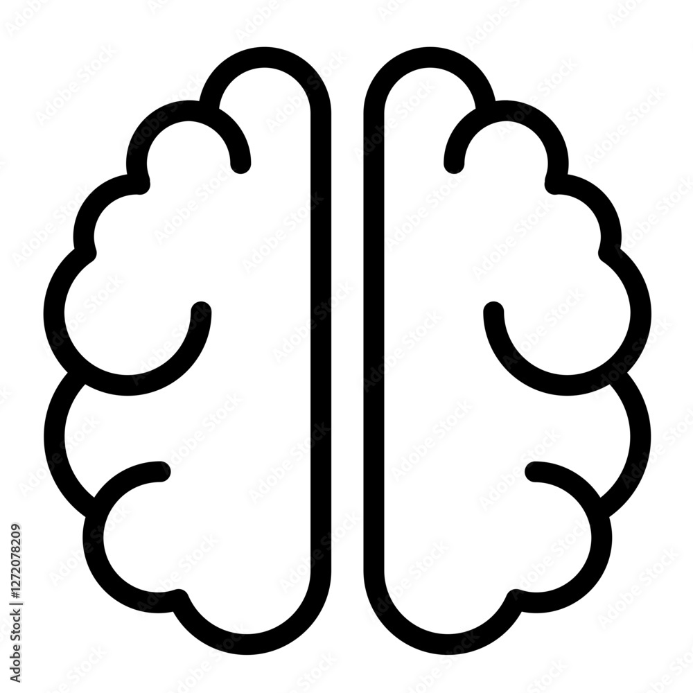 Brain outline illustration showing cognitive functions and neural connections for educational purposes