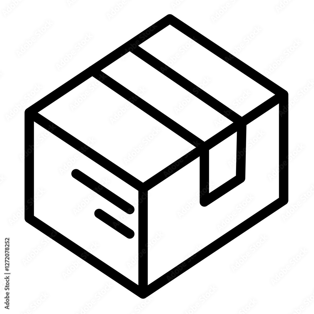 Simple line icon illustrating a closed cardboard box for packaging and shipping items Simple line icon illustrating a closed cardboard box for packaging and shipping items