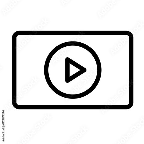 Free Download Vector line icon representing a video play button within a rectangular frame suitable for digital content applications - GFXLoad