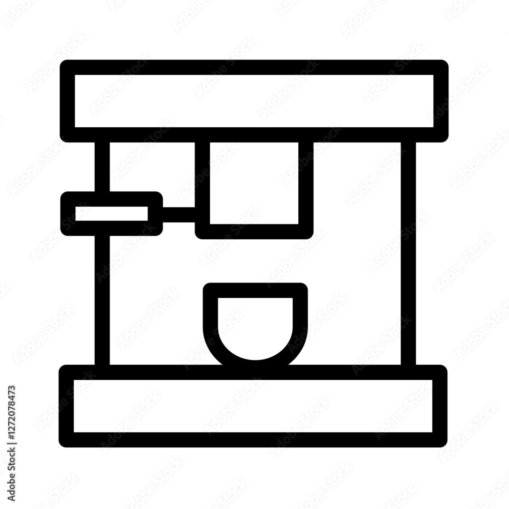 Simple line icon illustration of a juice press with a container for fresh juice preparation Simple line icon illustration of a juice press with a container for fresh juice preparation