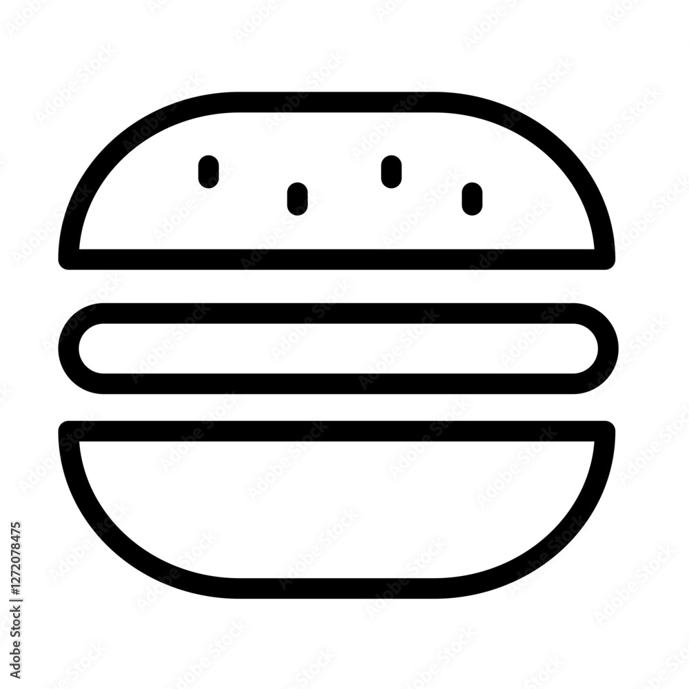 Line icon vector illustration of a hamburger symbol representing fast food in a minimalist style Line icon vector illustration of a hamburger symbol representing fast food in a minimalist style