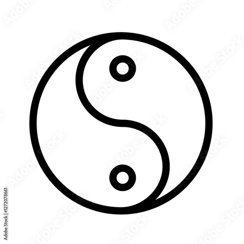 Yin yang symbol as a line icon vector illustration representing balance and harmony in life and nature