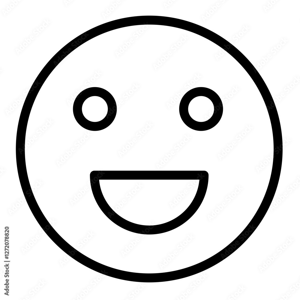 Simple line icon of a smiling face expressing happiness and joy in a minimalistic style Simple line icon of a smiling face expressing happiness and joy in a minimalistic style