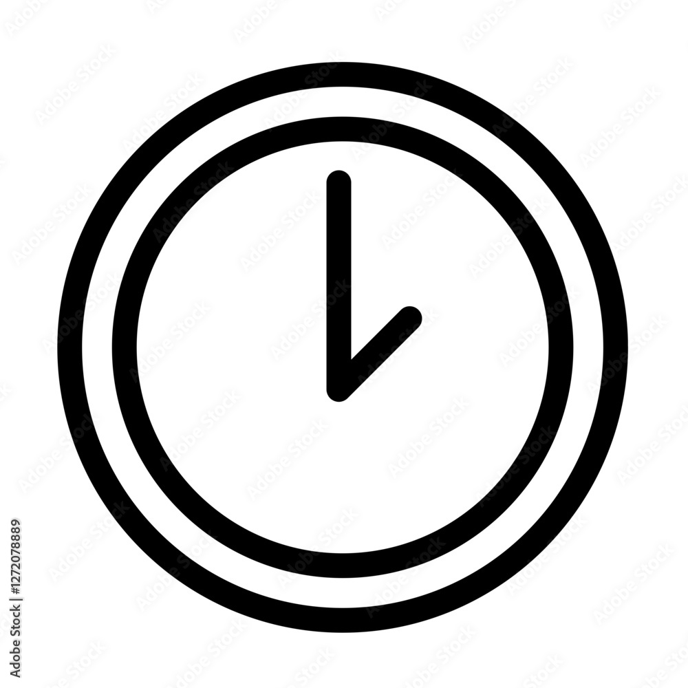 Outline design of a wall clock with minimalist style indicating time in a clear and modern representation Outline design of a wall clock with minimalist style indicating time in a clear and modern representation