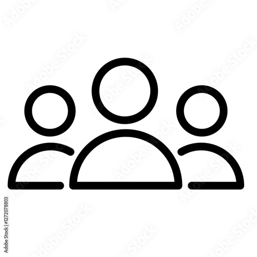 Line icon vector illustration of three people representing community and connection in a simple design