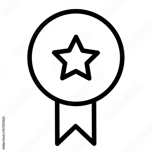 Icon depicting a medal with a star symbol, representing achievement or award in various fields, designed in a minimal line art style