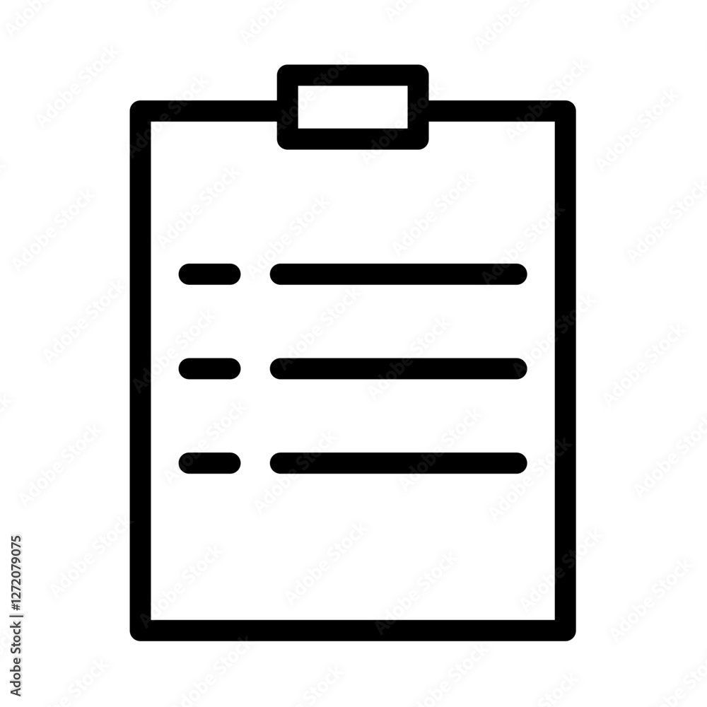 Simple line icon vector illustration of a clipboard with checkboxes and lines for notes or tasks Simple line icon vector illustration of a clipboard with checkboxes and lines for notes or tasks