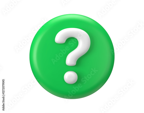 Question 3d mark. Bubble ask icon. Green faq icon. Vector button for chat with support answers or advice search.