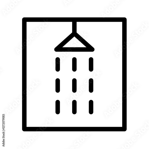 Minimalist line icon vector of a shower head with water droplets for bathroom or home design concepts