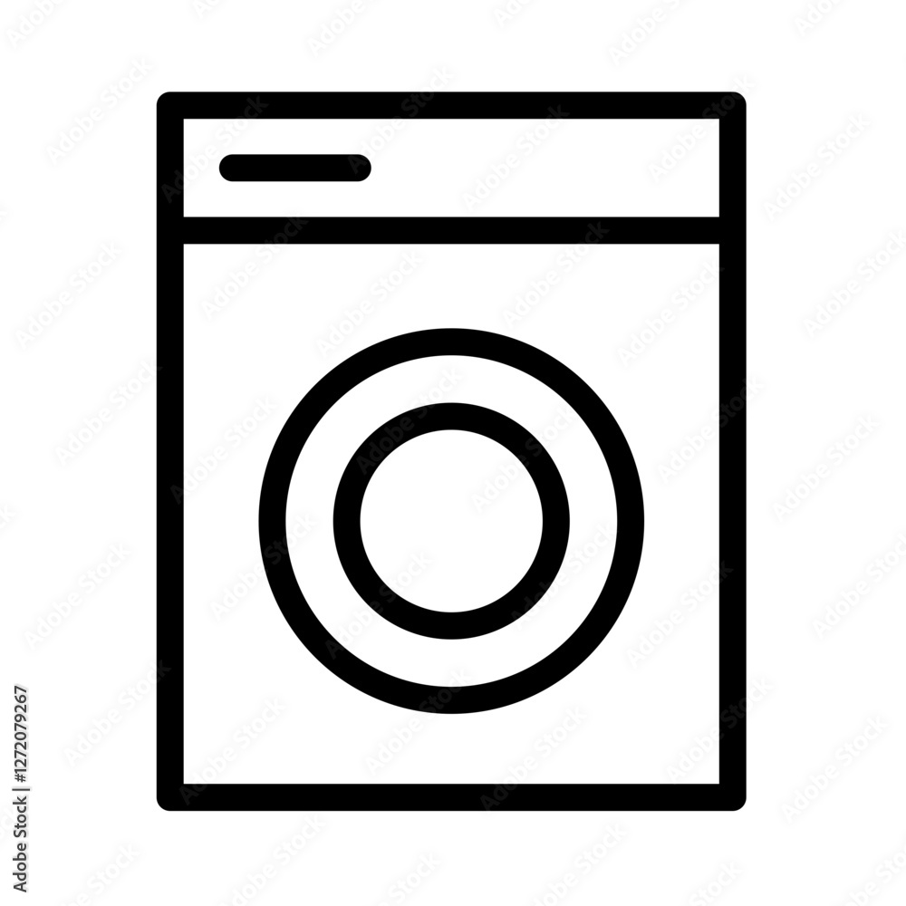Washing machine line icon illustrating household appliance used for laundry cleaning tasks in modern homes Washing machine line icon illustrating household appliance used for laundry cleaning tasks in modern homes