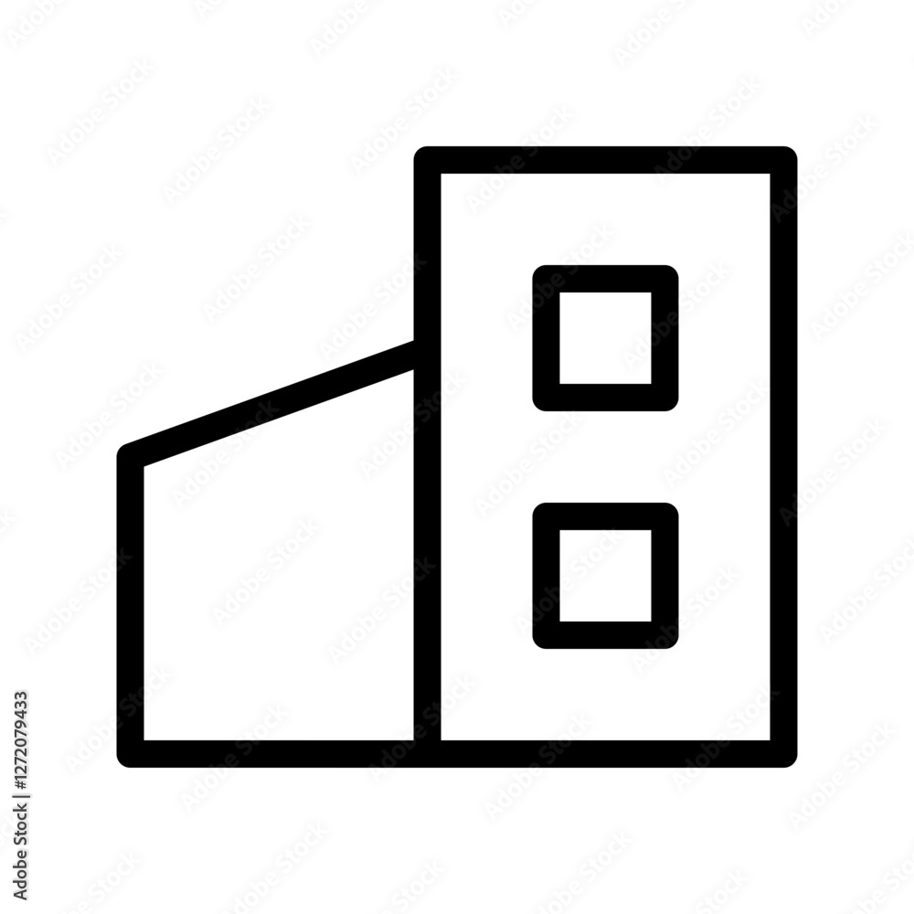 Outline of a building structure with rectangular windows in minimalist design Outline of a building structure with rectangular windows in minimalist design