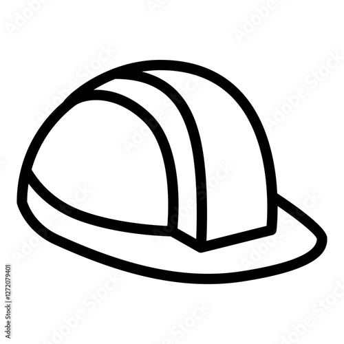 Hard hat vector icon representing construction safety in a simple line design ideal for various applications