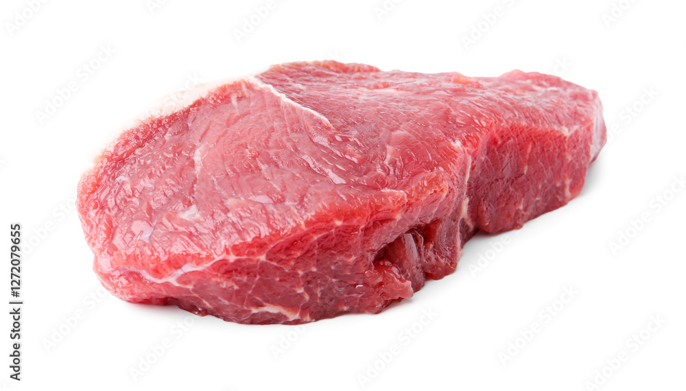 Piece of raw beef meat isolated on white Piece of raw beef meat isolated on white