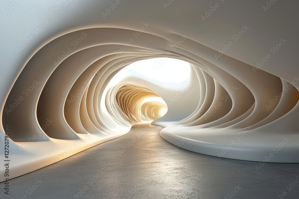 Obraz premium A blank white gradient background is shown with a product display, featuring a white backdrop or empty studio that includes a room floor, all created through 3D rendering