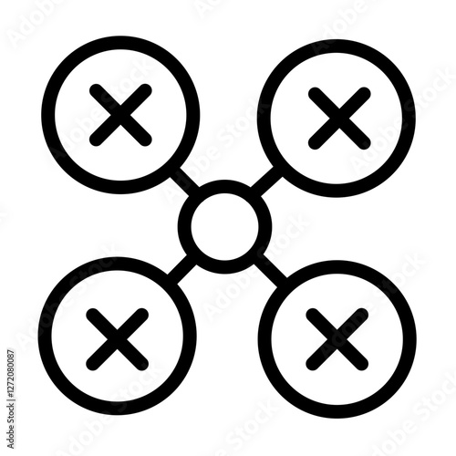 Line icon vector illustration of a drone with propellers showing a minimalistic design suitable for various applications
