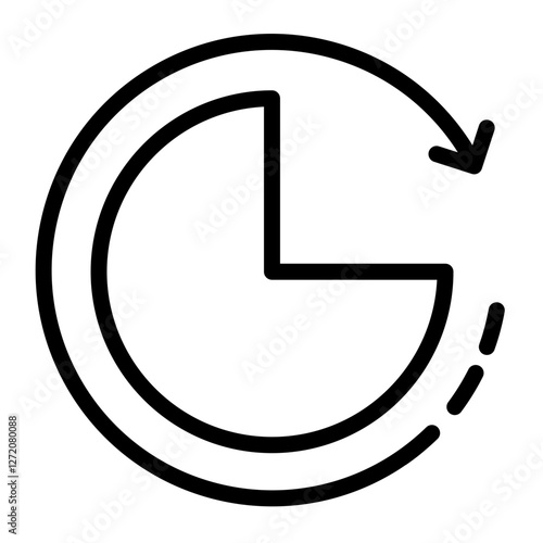 Circular progress line icon illustrating loading or processing activity with an arrow design for use in digital interfaces