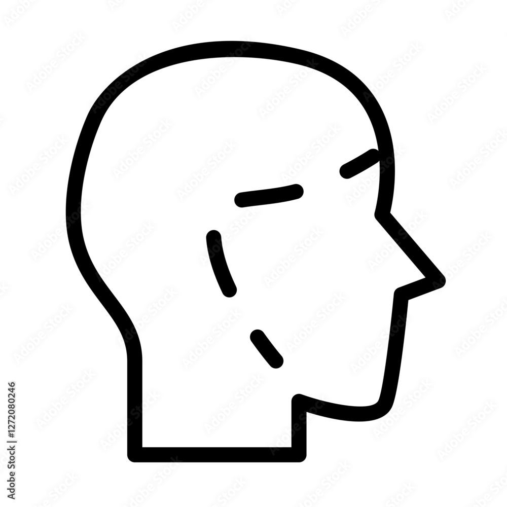 Vector line icon illustration depicting a human head profile with simple features for various design applications Vector line icon illustration depicting a human head profile with simple features for various design applications