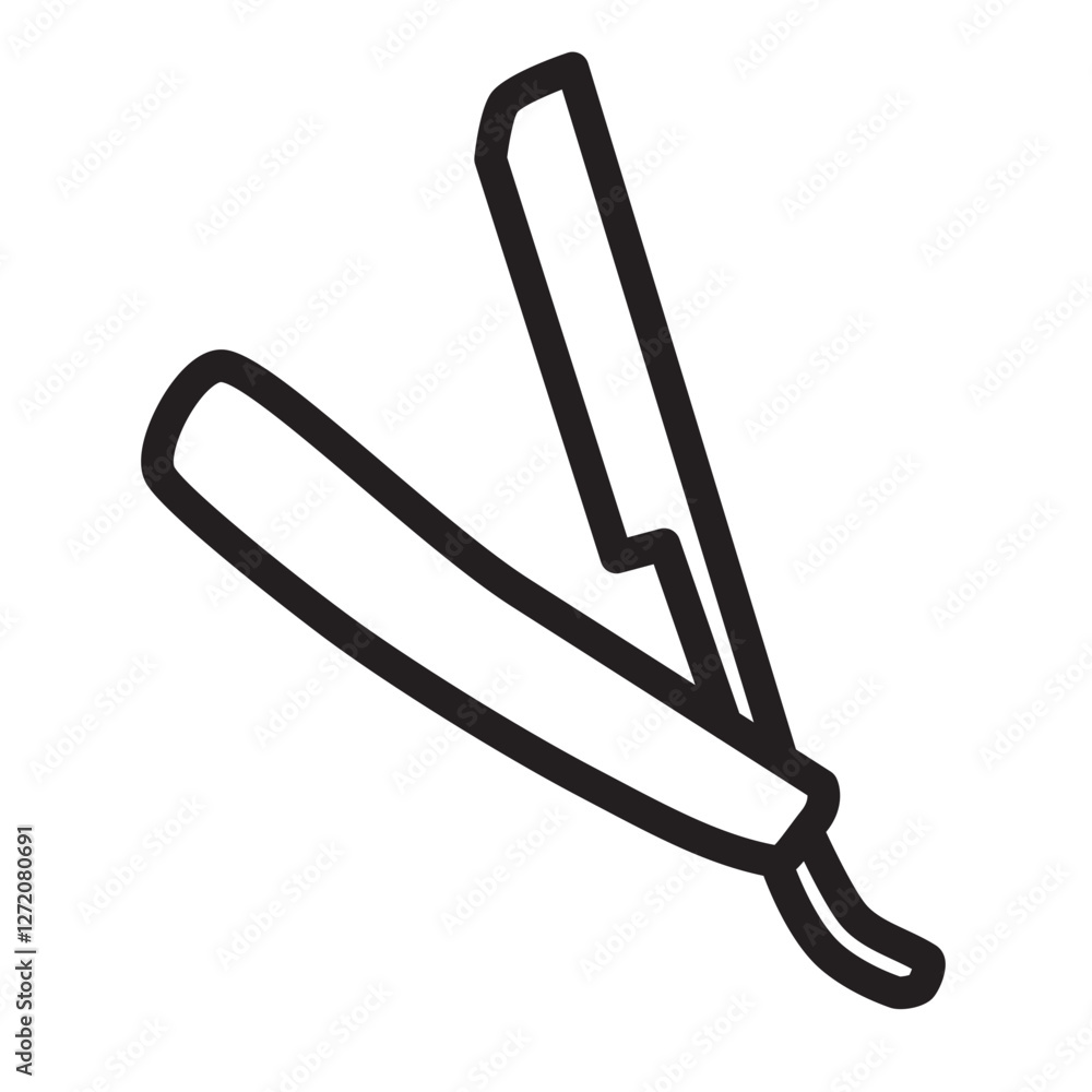 Line icon vector illustration of a straight razor used in traditional shaving practices Line icon vector illustration of a straight razor used in traditional shaving practices