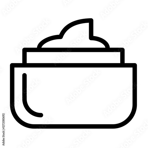Line icon vector illustration of a small container filled with cream or lotion for skincare application at home