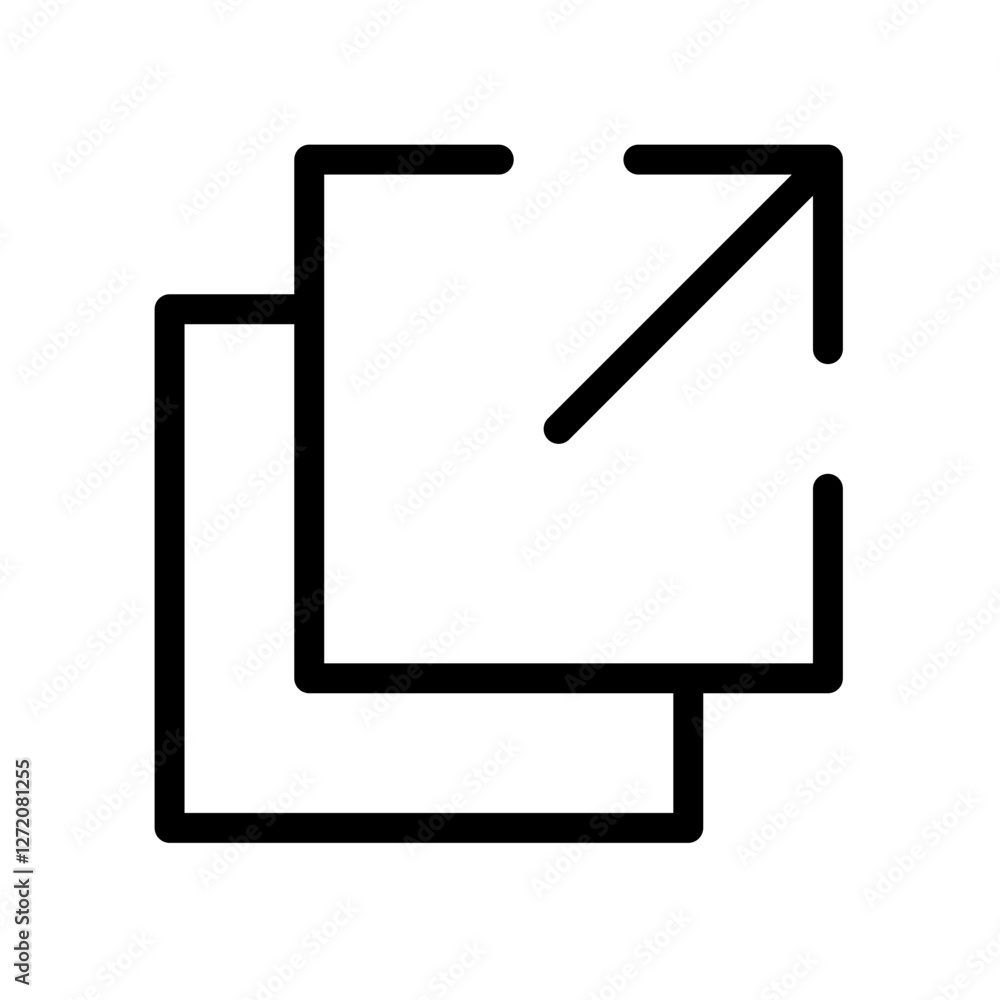 Line icon depicting overlapping and expanding squares representing growth and expansion concepts in design and technology Line icon depicting overlapping and expanding squares representing growth and expansion concepts in design and technology