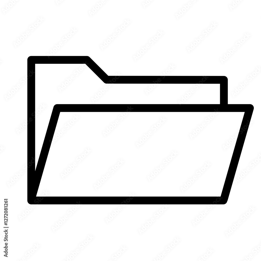 Simple line icon design depicting a folder used for organization and document management Simple line icon design depicting a folder used for organization and document management