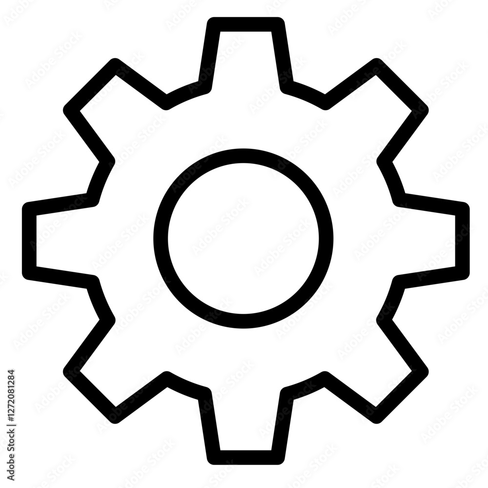 Gear icon symbolizing engineering and machinery concepts in a minimalistic design Gear icon symbolizing engineering and machinery concepts in a minimalistic design
