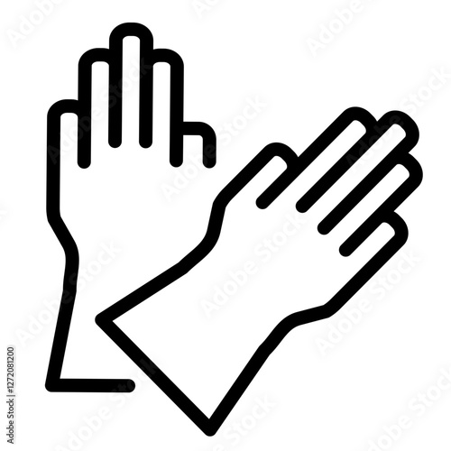 Line icon illustration of two hands raised in a greeting gesture depicting warmth and friendliness