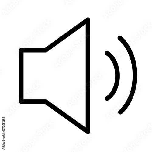 Sound icon representing audio output with waves indicating volume level in a clean and minimalistic design