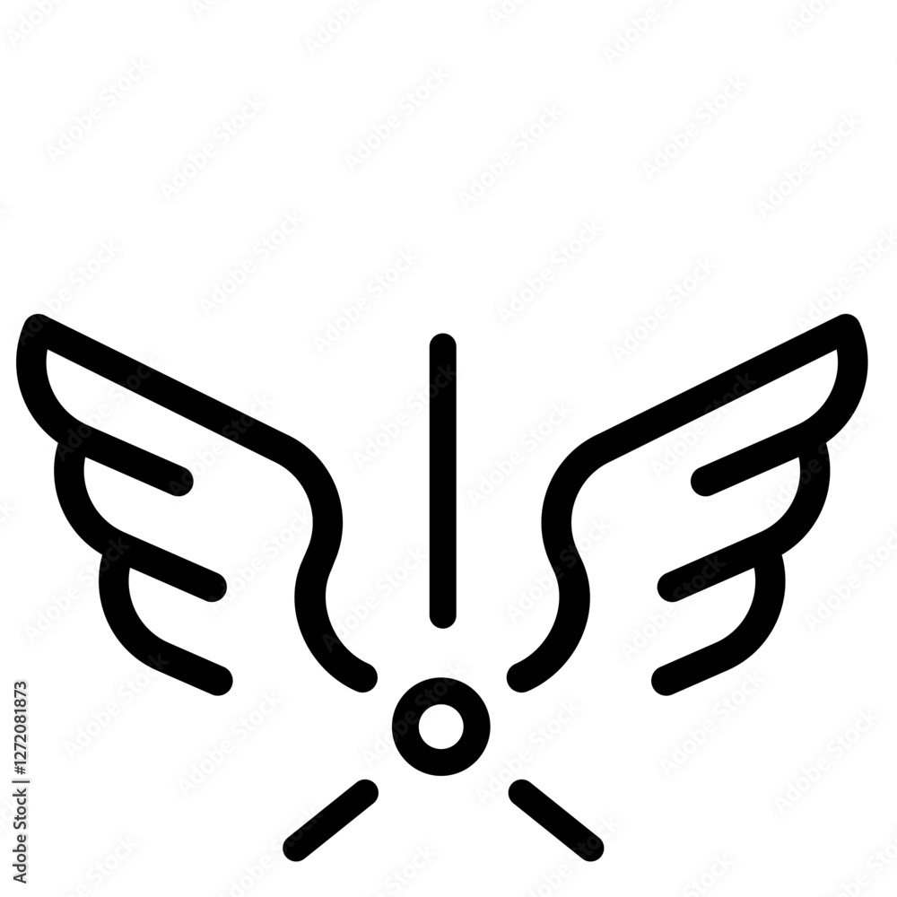 Winged icon representing freedom and flight in a minimalistic line design suitable for various applications and contexts Winged icon representing freedom and flight in a minimalistic line design suitable for various applications and contexts