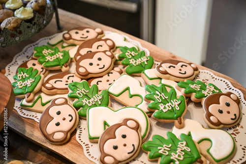 Photography plate of monkey cookies for boy party three
