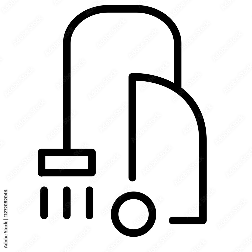 Line icon vector illustration of a modern showerhead and faucet design for bathroom concepts Line icon vector illustration of a modern showerhead and faucet design for bathroom concepts