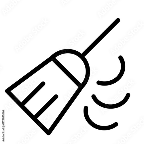 Broom icon symbolizes cleaning activity and household maintenance in minimalistic design