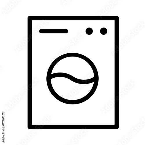 Illustration of a washing machine featuring a round door, simple line design, suitable for various graphic uses in home and appliance contexts