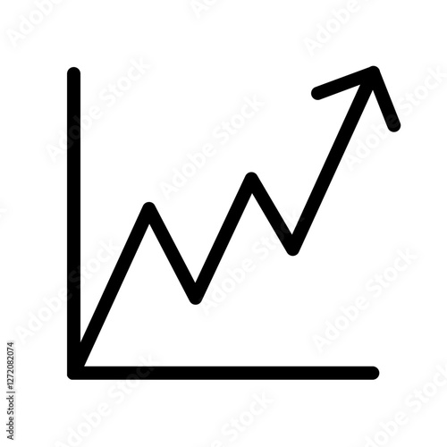Line icon vector illustration depicting a rising graph trend showcasing growth and progress in business metrics
