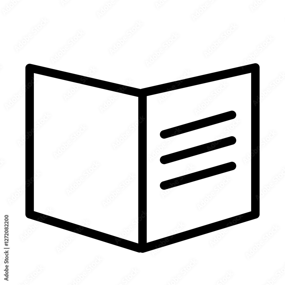Line icon vector illustration of an open book with lines representing text, suitable for educational or literary contexts Line icon vector illustration of an open book with lines representing text, suitable for educational or literary contexts