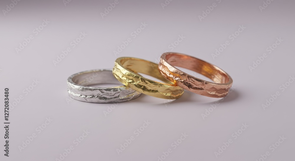 Intertwined Rings: A Symbol of Unfulfilled Love - Three rings, silver, gold, and rose gold, lie intertwined, symbolizing potential, longing, connection, separation, and unfulfilled desires Intertwined Rings: A Symbol of Unfulfilled Love - Three rings, silver, gold, and rose gold, lie intertwined, symbolizing potential, longing, connection, separation, and unfulfilled desires