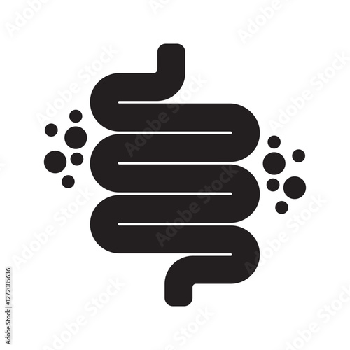 Colitis. Gut constipation icon. Abdominal, bloating vector. Stomach. Gastroenterology for medical design. Health care. Stomach set icon for medical design. Vector illustration
