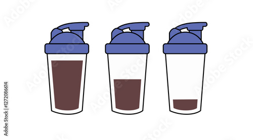 Vector Isolated Illustration of a Protein Shaker. Protein Shaker Flat Icon Set